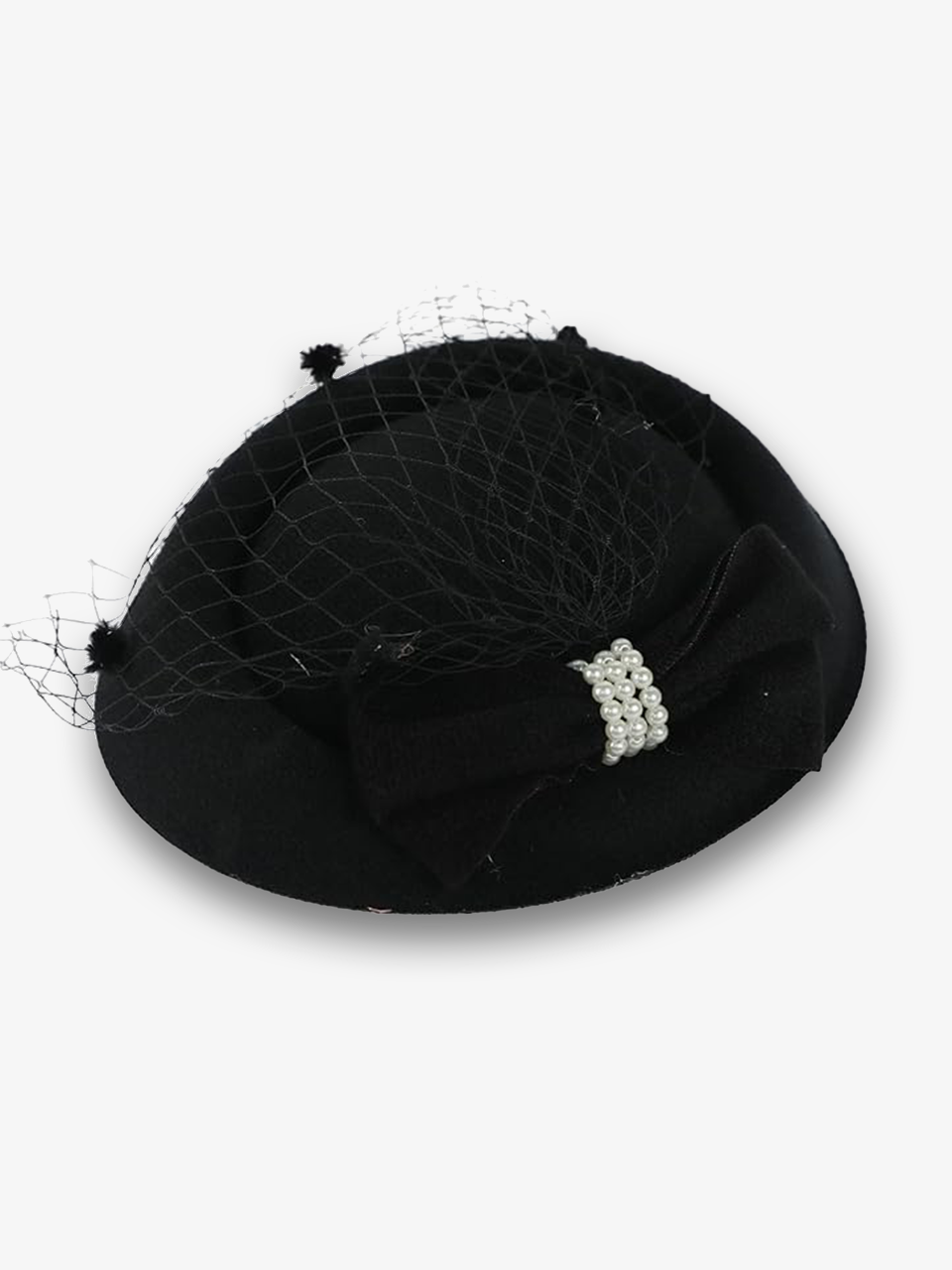 Bow Knot Pillbox Hat with Black Veil