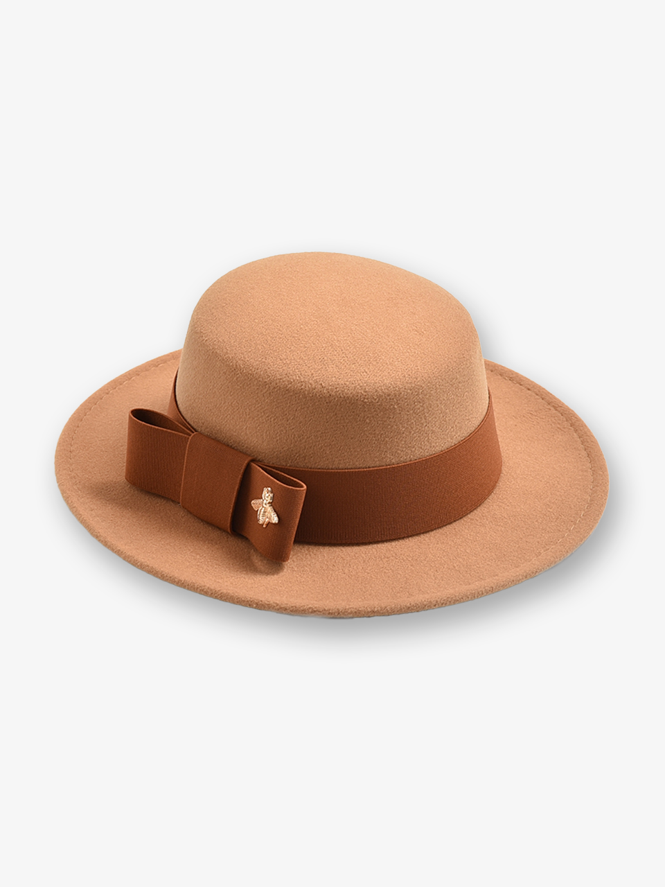 Brim Hat with Ribbon and Bee Ornament