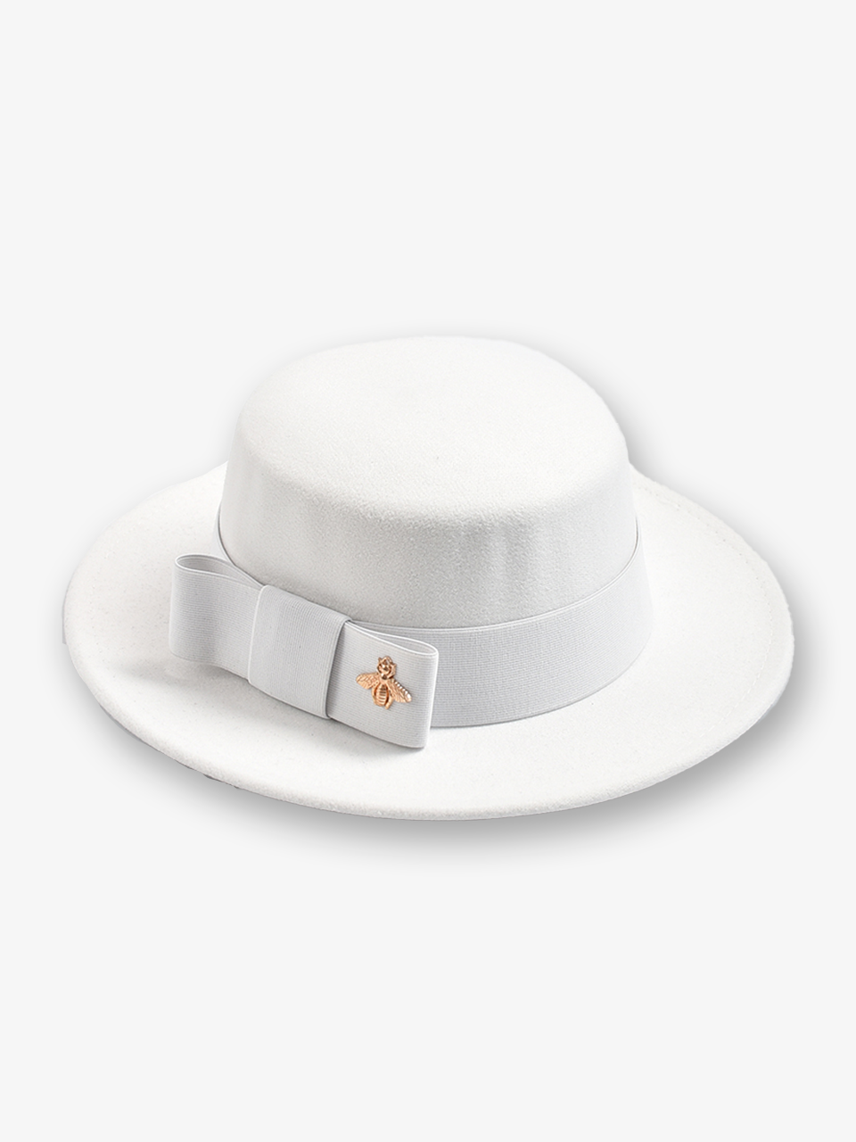 Brim Hat with Ribbon and Bee Ornament