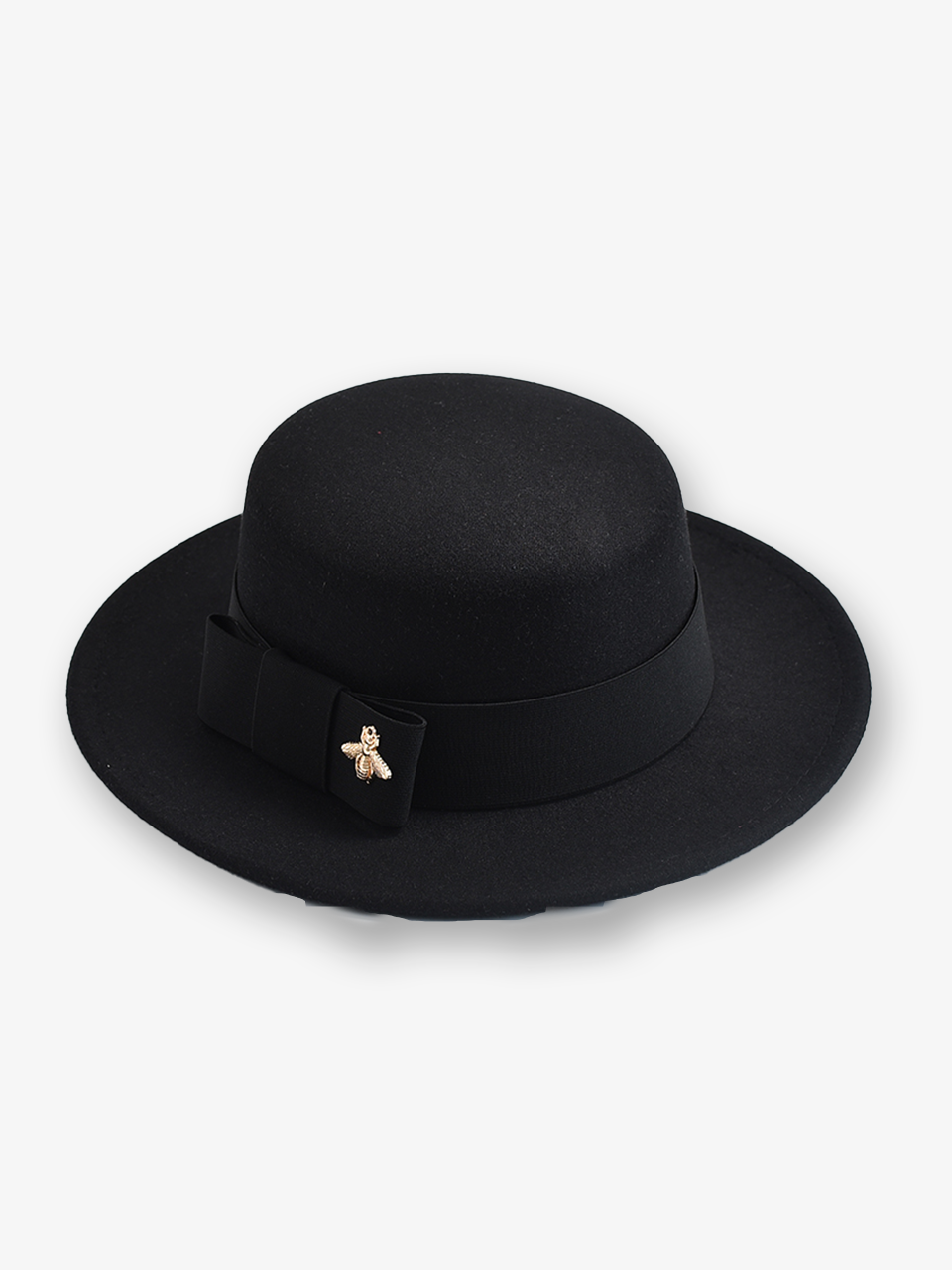 Brim Hat with Ribbon and Bee Ornament