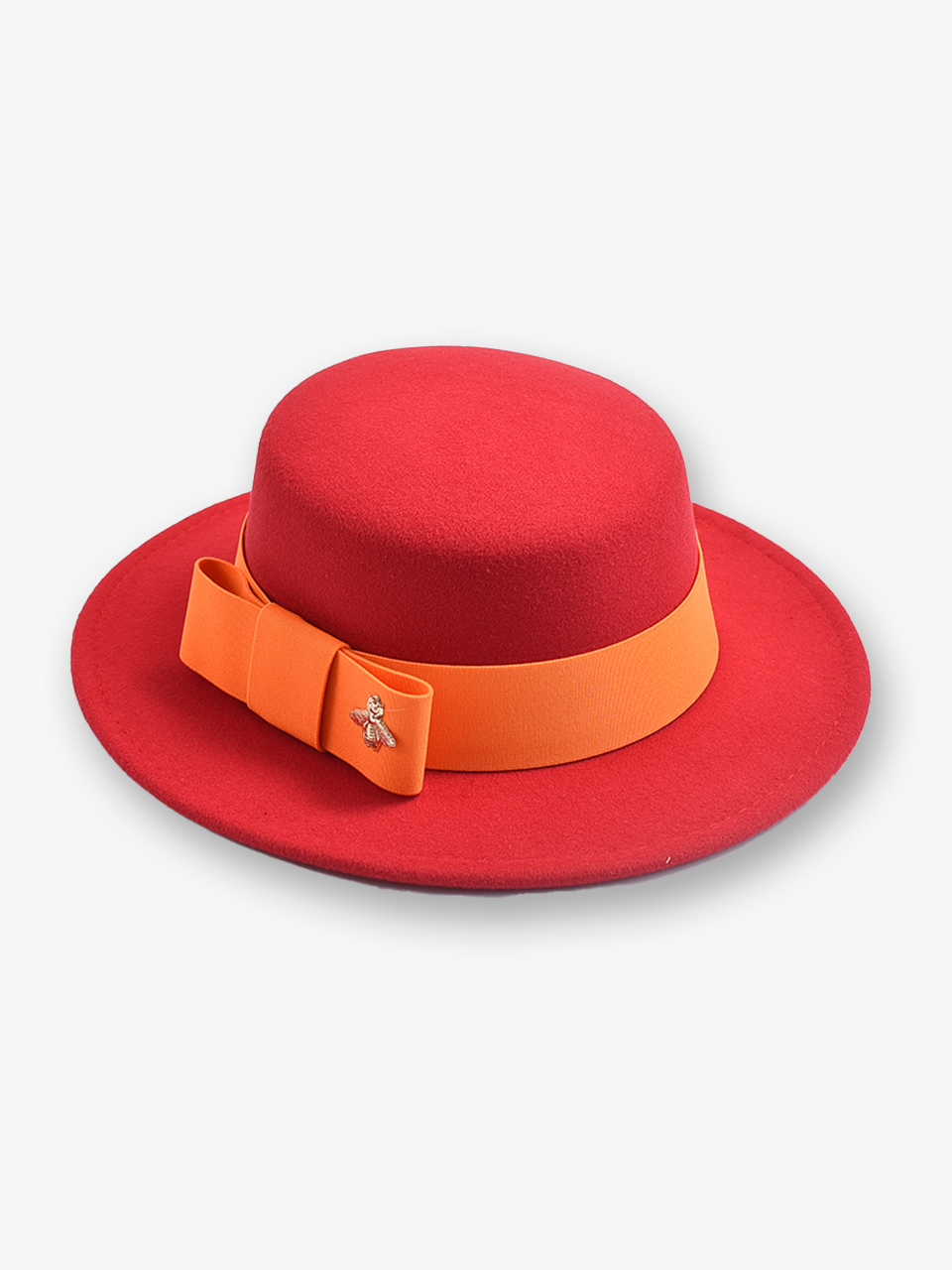 Brim Hat with Ribbon and Bee Ornament