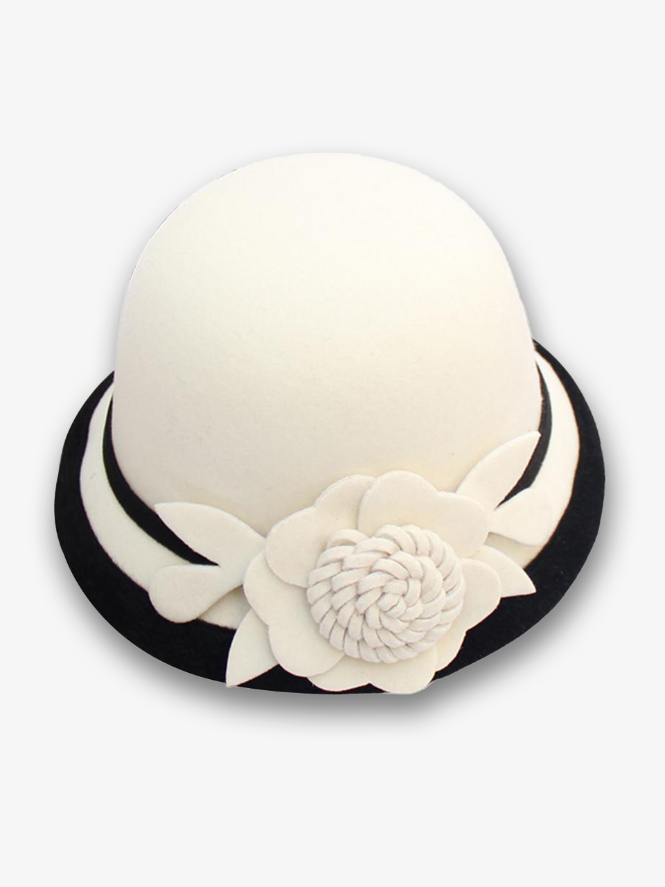 Dome Shaped Cloche Hat with 3D Flower