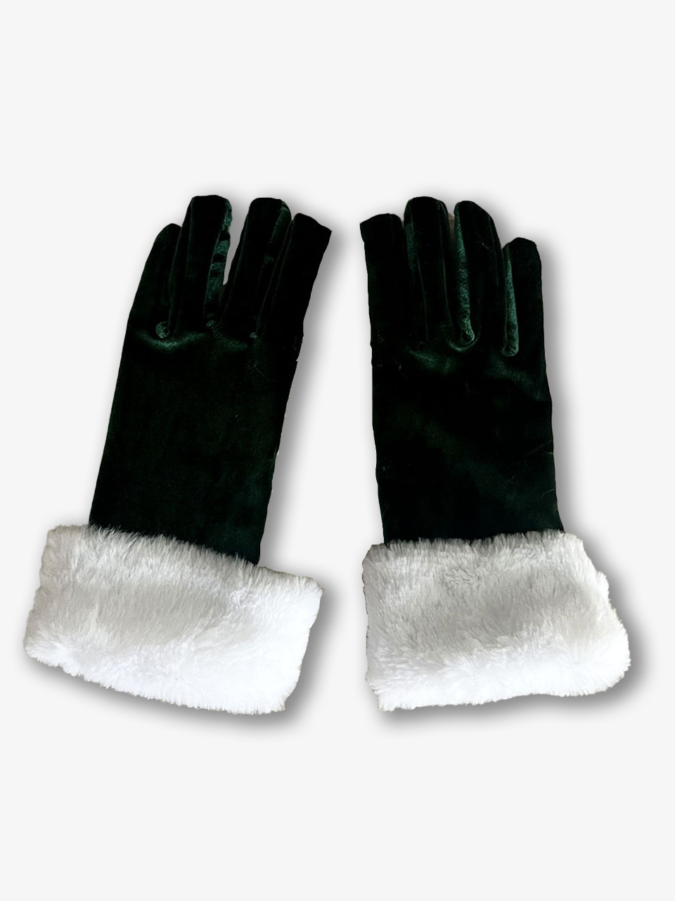  Fur Trimmed Velvet Gloves