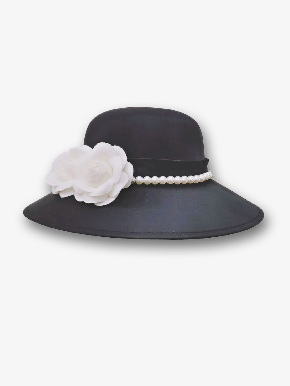 Pearls Flower Embellishments Floppy Brim hat