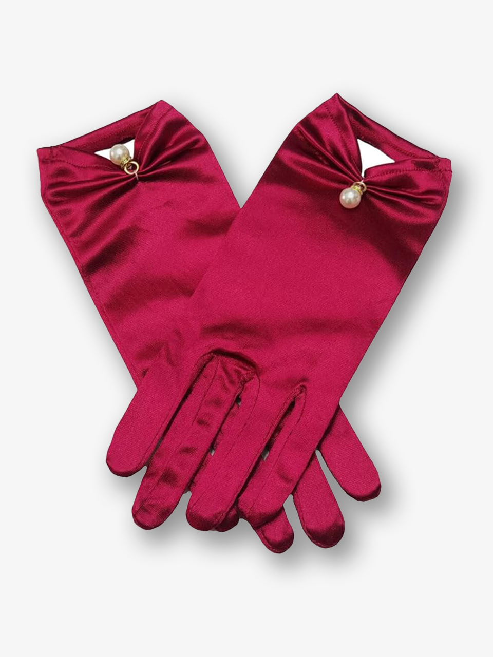 Petal Pearl Satin Wrist Gloves