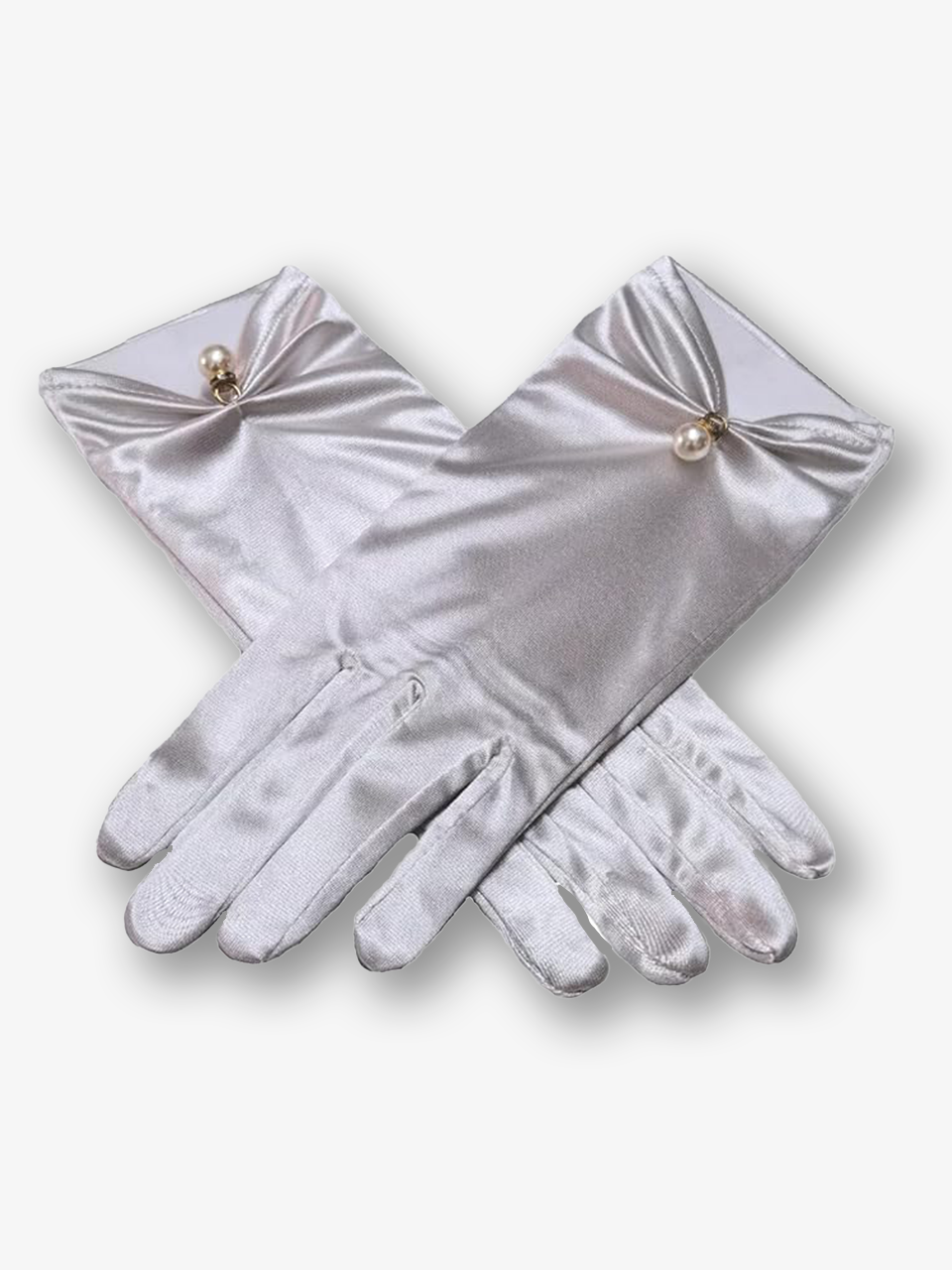 Petal Pearl Satin Wrist Gloves