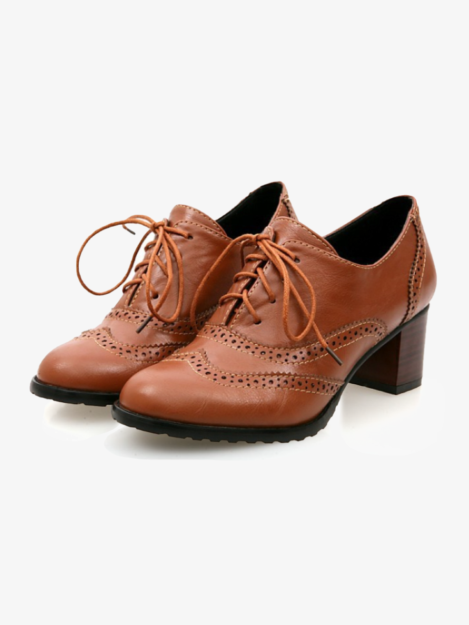 Round Toe Lace Up Brogue Boots