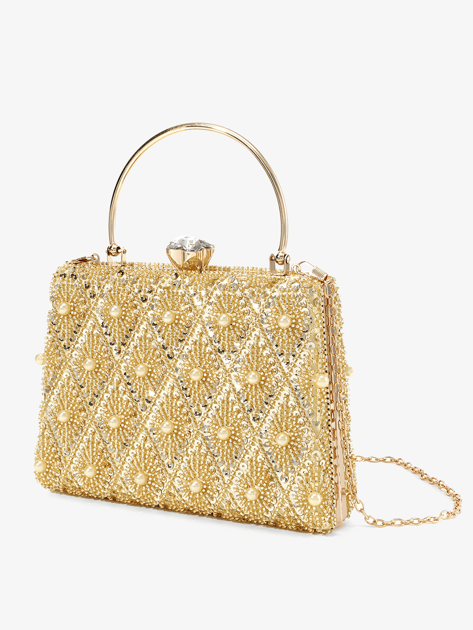 Sequin Beaded Bag with Dimond Lock