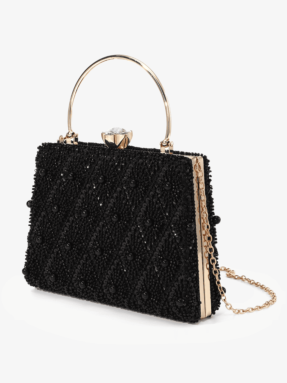 Sequin Beaded Bag with Dimond Lock