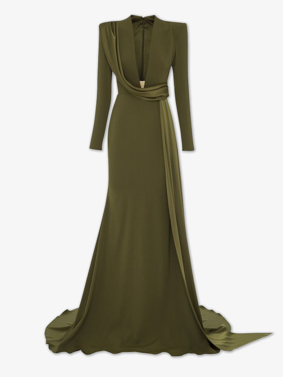 V-Neck Sweep Train Evening Gown