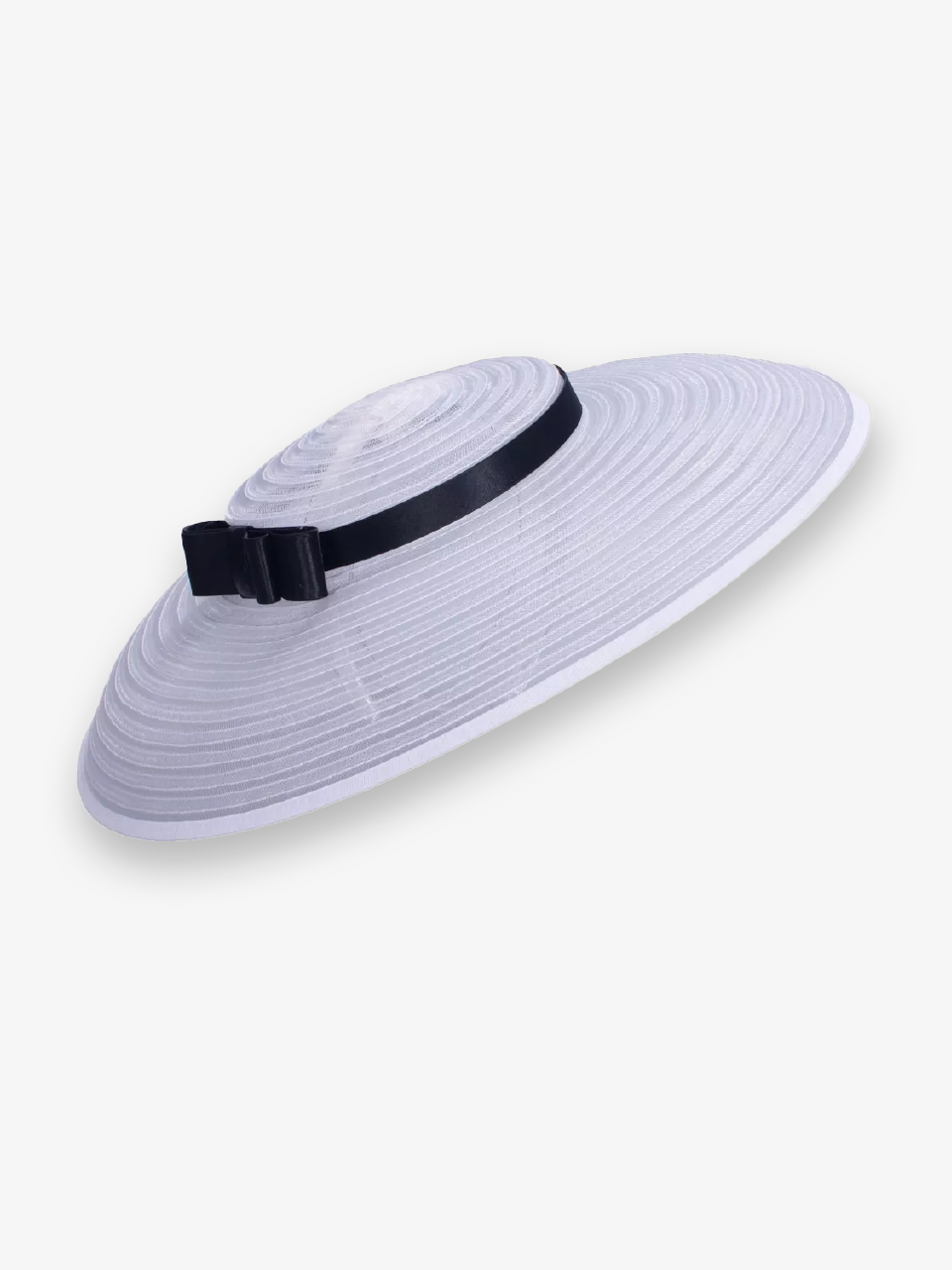 Wide Brimmed Hat with Black Ribbon and Bow